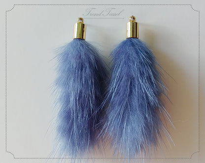 Blue, 45mm Mink Fur Tassel Pendant, ECT0163