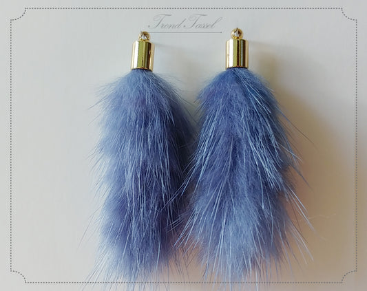 Blue, 45mm Mink Fur Tassel Pendant, ECT0163
