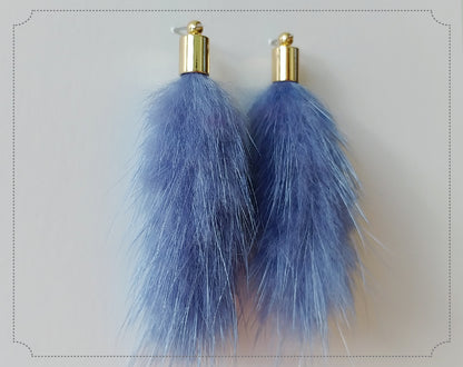Blue, 45mm Mink Fur Tassel Pendant, ECT0163