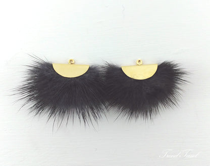 Charcoal, 26mm Mink Fur Fan Cap Pendant, ECT0034