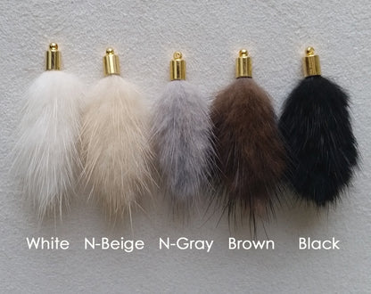 Khaki, 45mm Mink Fur Tassel Pendant, ECT0163