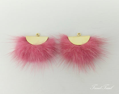 Coral, 26mm Mink Fur Fan Cap Pendant, ECT0034
