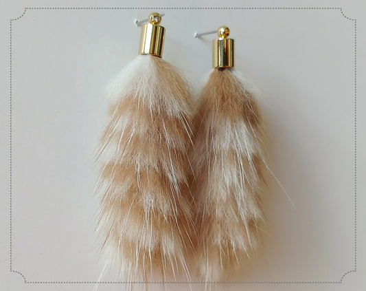 Ivory & Beige, 45mm Mink Fur Tassel Pendant, ECT0163