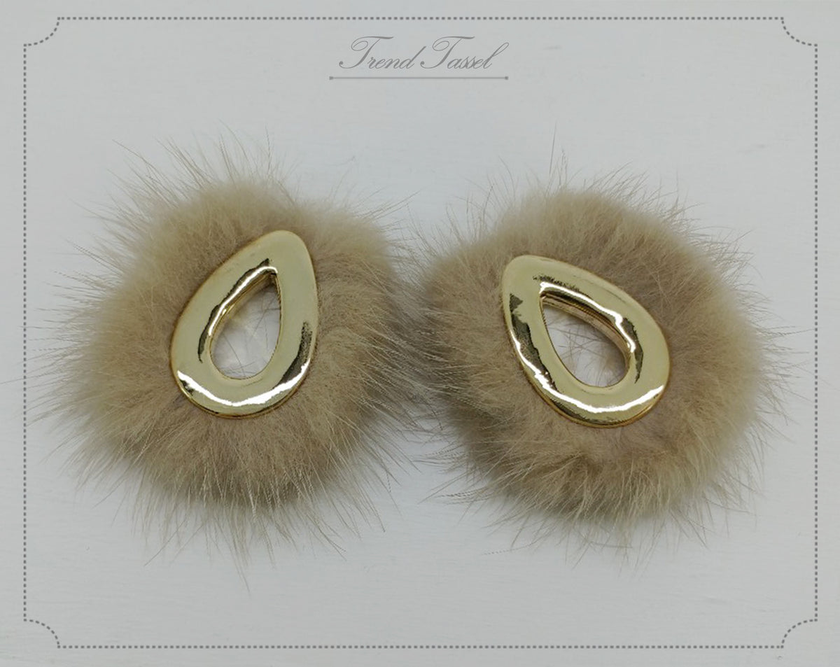 Darkbeige, 52mm Teardrop Mink Fur Pendant, ECT0165