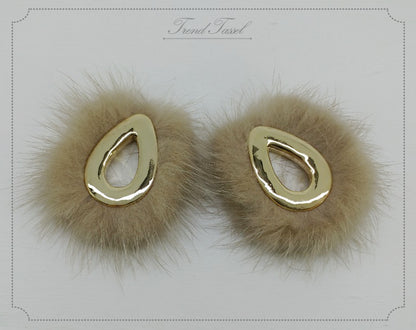 Darkbeige, 52mm Teardrop Mink Fur Pendant, ECT0165