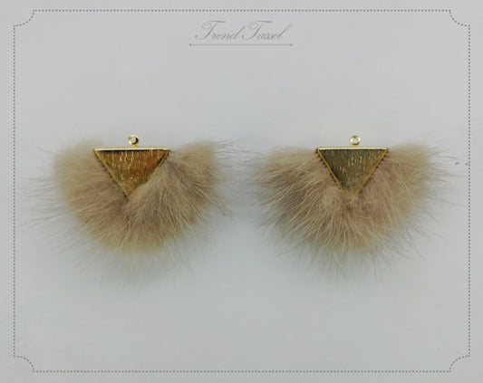 Darkbeige, 50mm Chubby Mink Fur Triangle PomPom, ECT0166