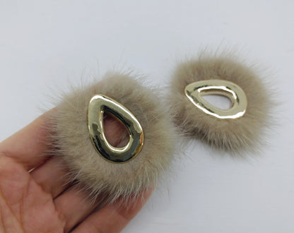 Darkbeige, 52mm Teardrop Mink Fur Pendant, ECT0165