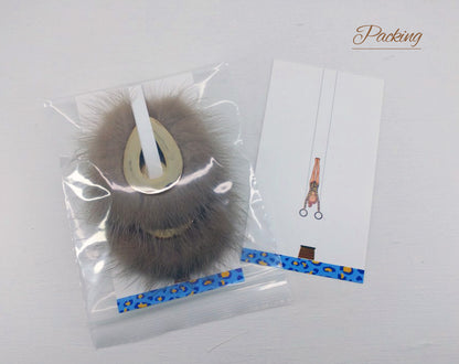 Black, 52mm Teardrop Mink Fur Pendant, ECT0165
