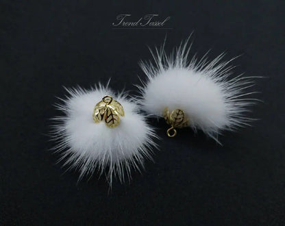 (cap ring) White, 30mm Mink Fur Ball, ECT0009C