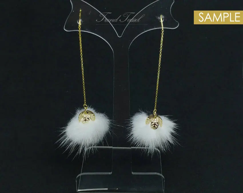 (cap ring) White, 30mm Mink Fur Ball, ECT0009C