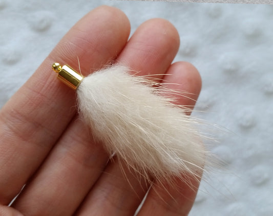 Khaki, 45mm Mink Fur Tassel Pendant, ECT0163