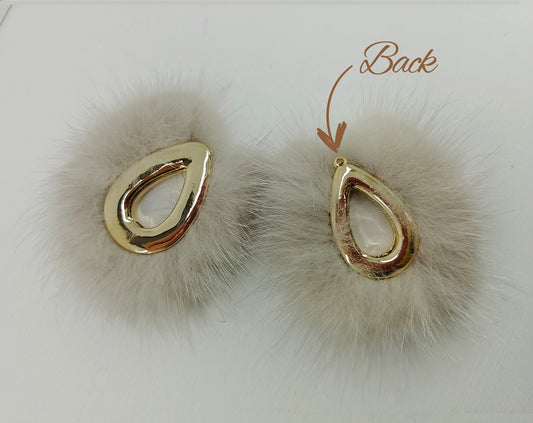 Milkgray, 52mm Teardrop Mink Fur Pendant, ECT0165