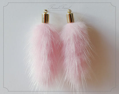 Pink, 45mm Mink Fur Tassel Pendant, ECT0163