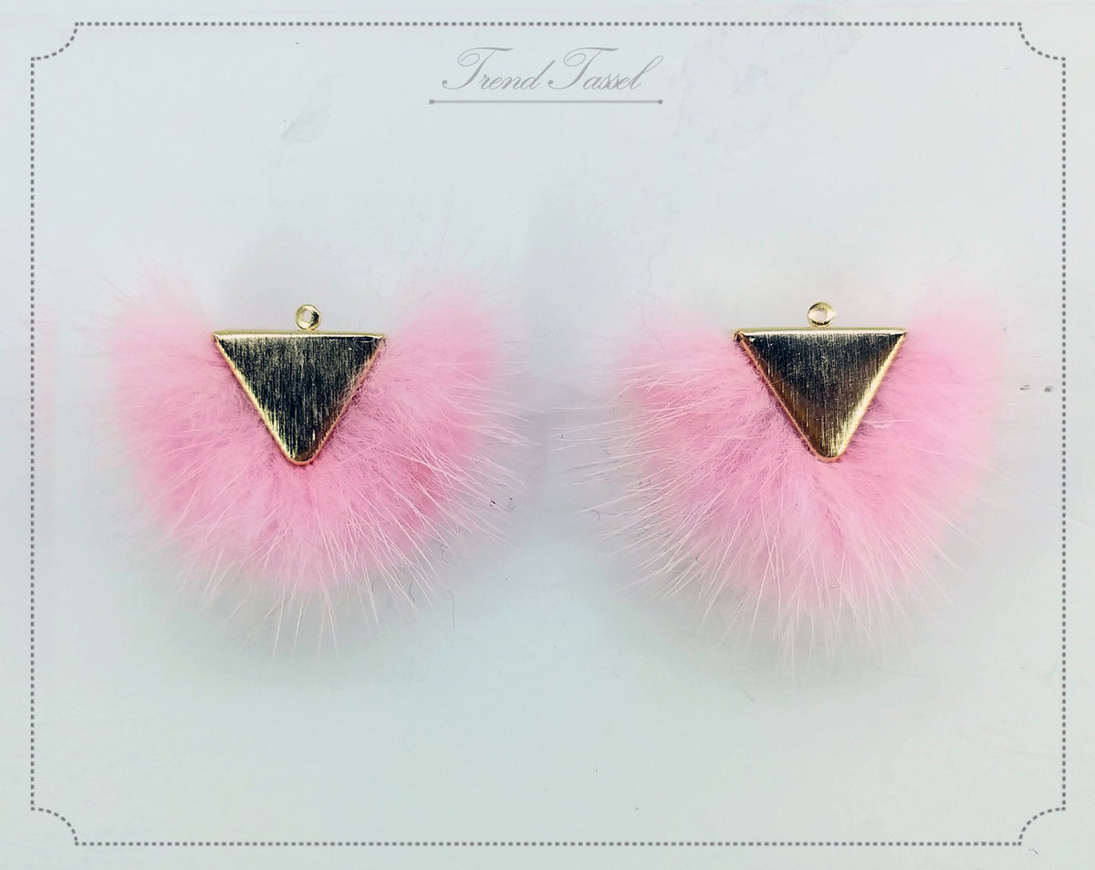 Pink, 50mm Chubby Mink Fur Triangle PomPom, ECT0166