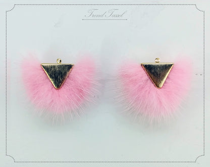 Pink, 50mm Chubby Mink Fur Triangle PomPom, ECT0166