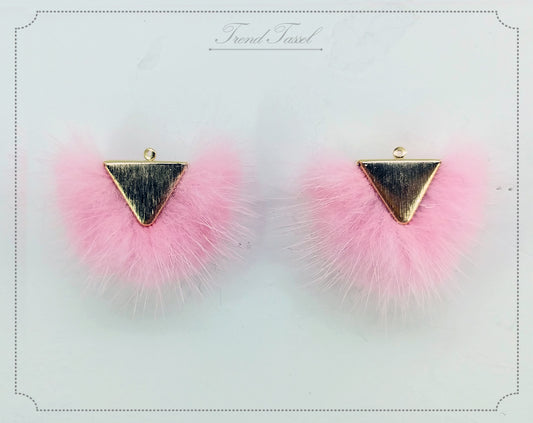 Pink, 50mm Chubby Mink Fur Triangle PomPom, ECT0166