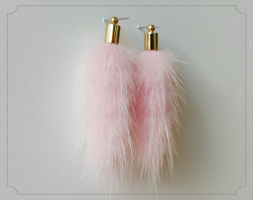 Pink, 45mm Mink Fur Tassel Pendant, ECT0163