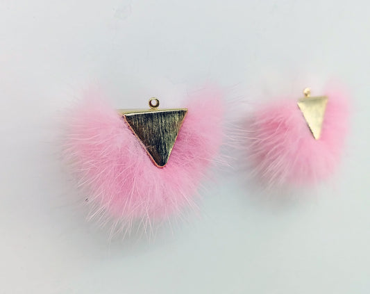 Pink, 50mm Chubby Mink Fur Triangle PomPom, ECT0166