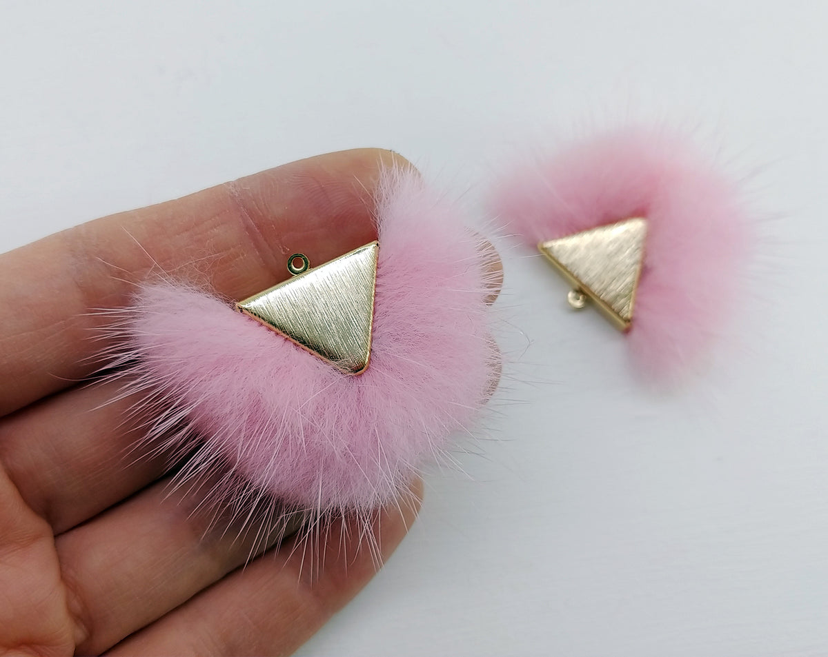 Pink, 50mm Chubby Mink Fur Triangle PomPom, ECT0166