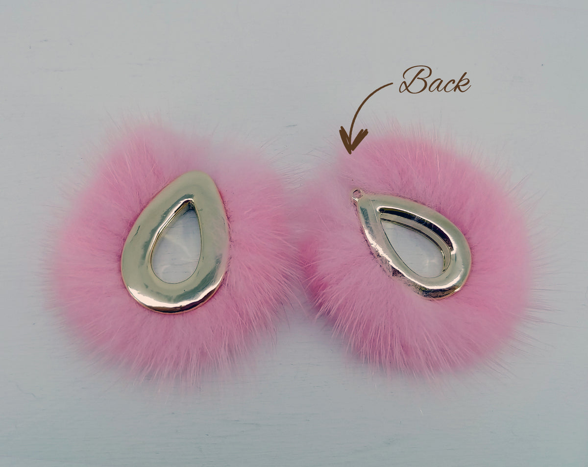 Pink, 52mm Teardrop Mink Fur Pendant, ECT0165