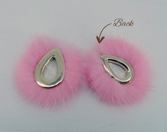 Pink, 52mm Teardrop Mink Fur Pendant, ECT0165