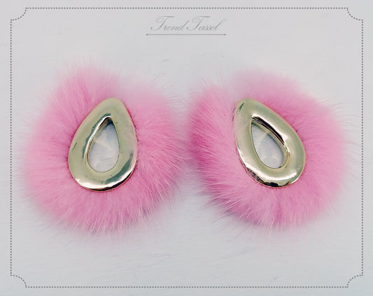 Pink, 52mm Teardrop Mink Fur Pendant, ECT0165