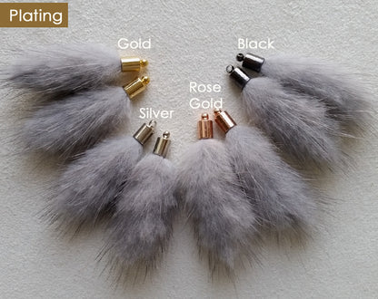 Khaki, 45mm Mink Fur Tassel Pendant, ECT0163