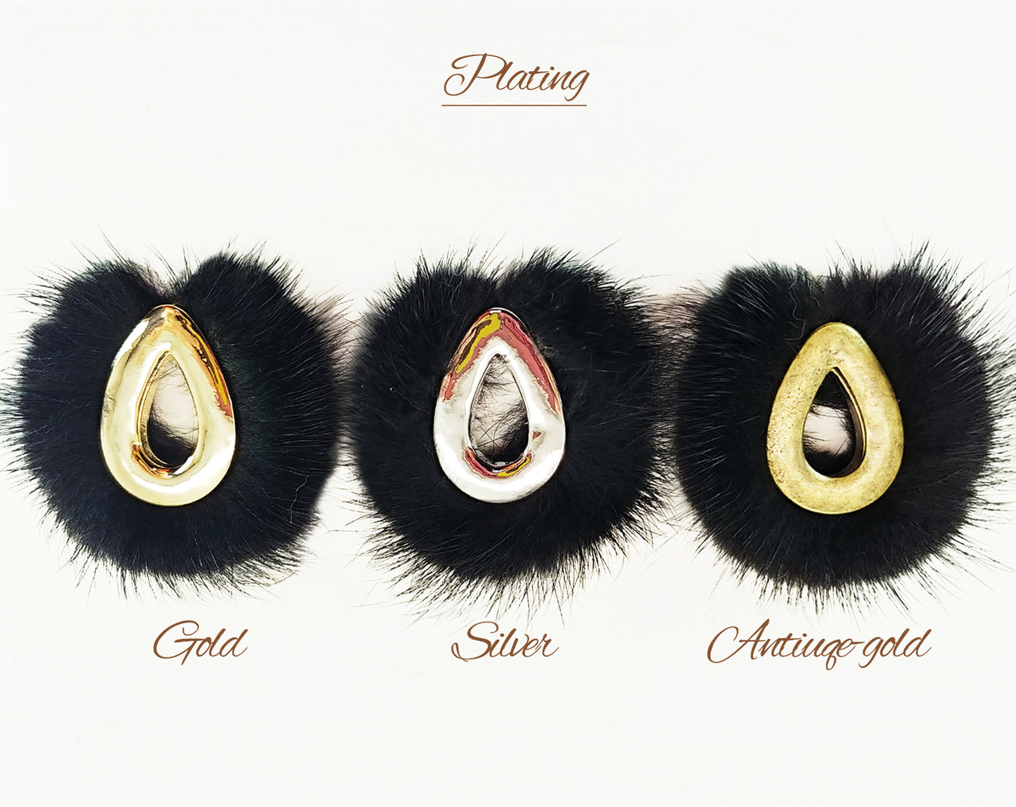 Black, 52mm Teardrop Mink Fur Pendant, ECT0165