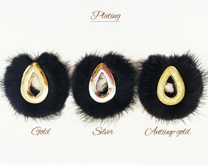Black, 52mm Teardrop Mink Fur Pendant, ECT0165