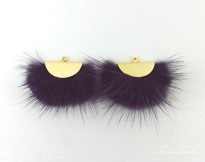 Purple, 26mm Mink Fur Fan Cap Pendant, ECT0034