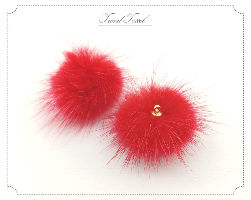 (top ring) Red, 30mm Mink Fur Ball, ECT0009R