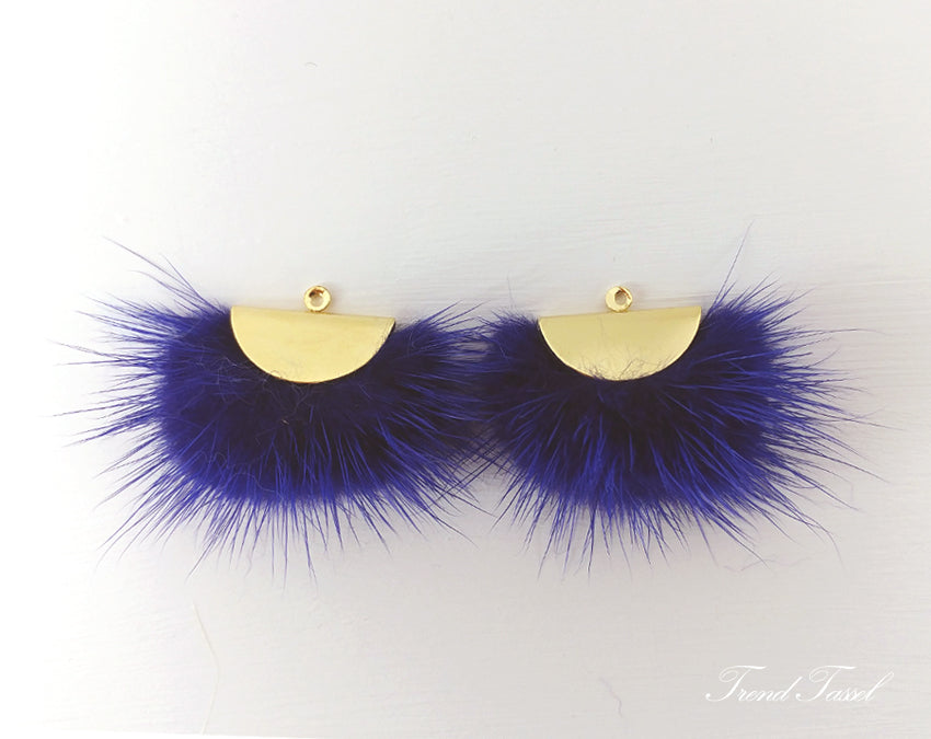 Royal Blue, 26mm Mink Fur Fan Cap Pendant, ECT0034