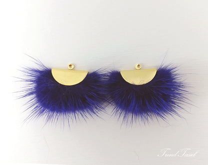 Royal Blue, 26mm Mink Fur Fan Cap Pendant, ECT0034
