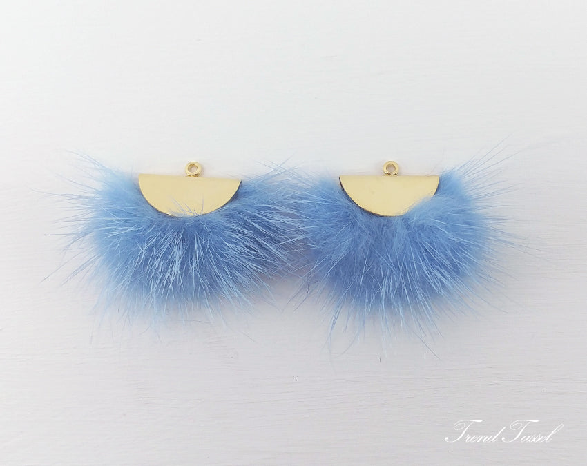 Sky Blue, 26mm Mink Fur Fan Cap Pendant, ECT0034