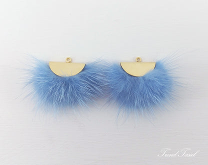 Sky Blue, 26mm Mink Fur Fan Cap Pendant, ECT0034