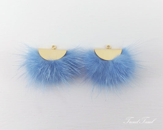 Sky Blue, 26mm Mink Fur Fan Cap Pendant, ECT0034