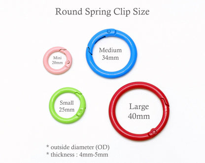 1 PC - 34mm Round Spring Clip Keychain, EK0006-34