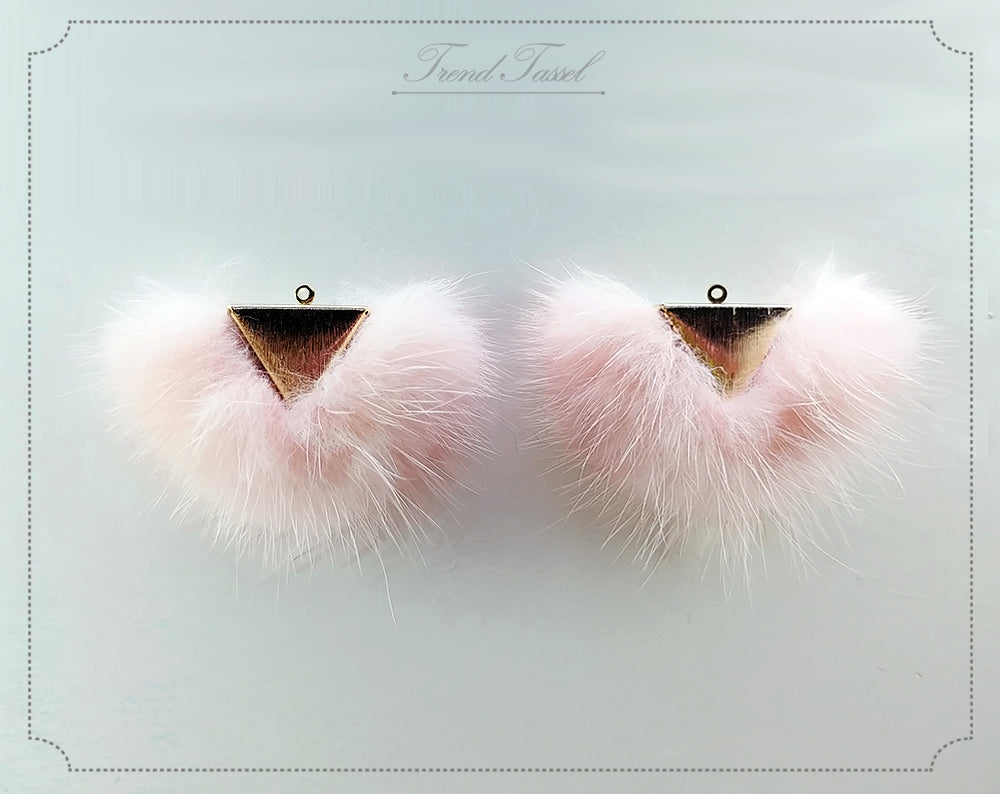 Babypink, 50mm Chubby Mink Fur Triangle PomPom, ECT0166