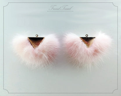 Babypink, 50mm Chubby Mink Fur Triangle PomPom, ECT0166