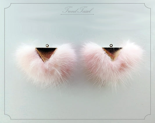 Babypink, 50mm Chubby Mink Fur Triangle PomPom, ECT0166