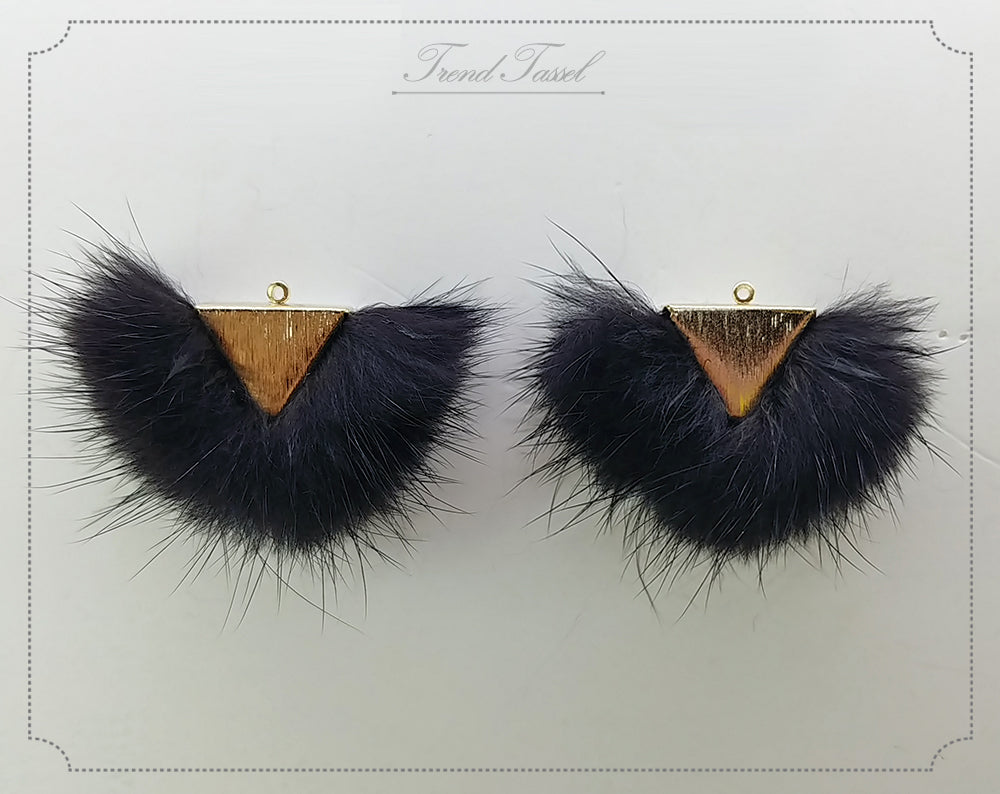Black, 50mm Chubby Mink Fur Triangle PomPom, ECT0166