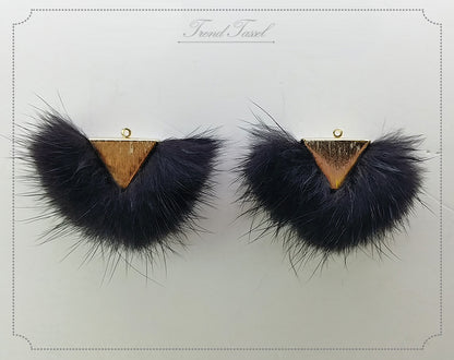 Black, 50mm Chubby Mink Fur Triangle PomPom, ECT0166