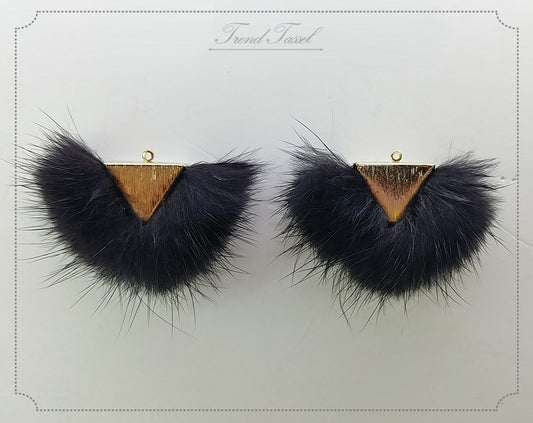 Black, 50mm Chubby Mink Fur Triangle PomPom, ECT0166