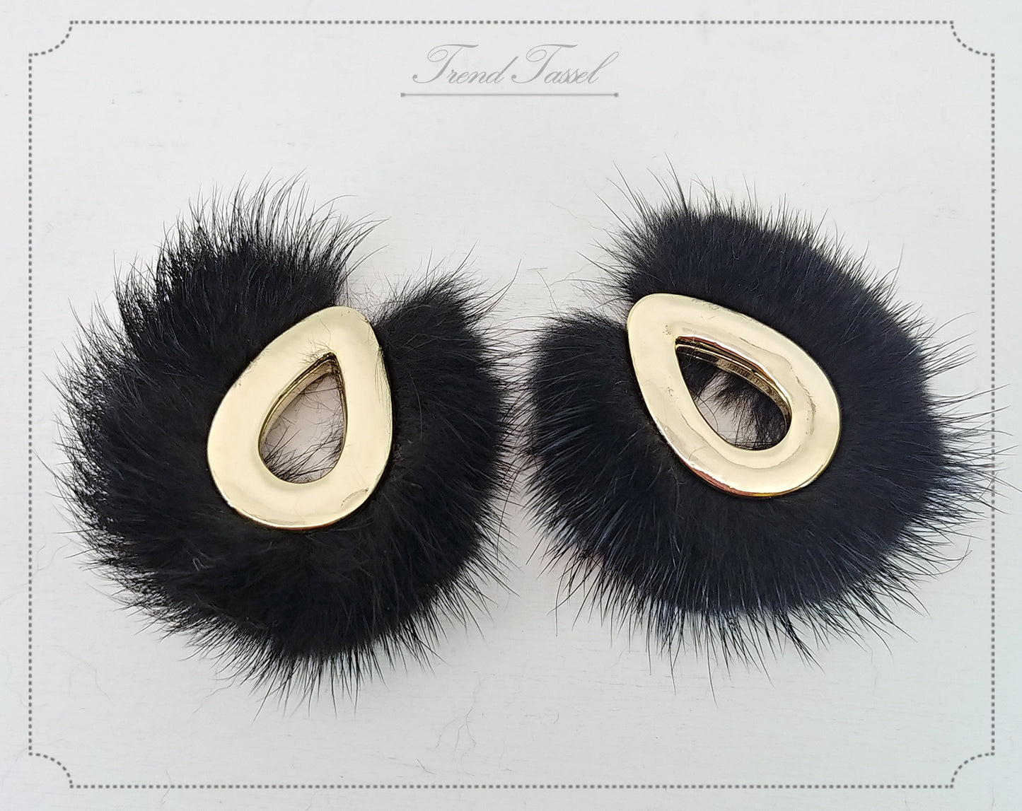 Black, 52mm Teardrop Mink Fur Pendant, ECT0165