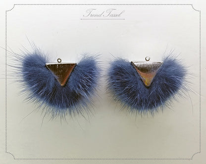Blue, 50mm Chubby Mink Fur Triangle PomPom, ECT0166