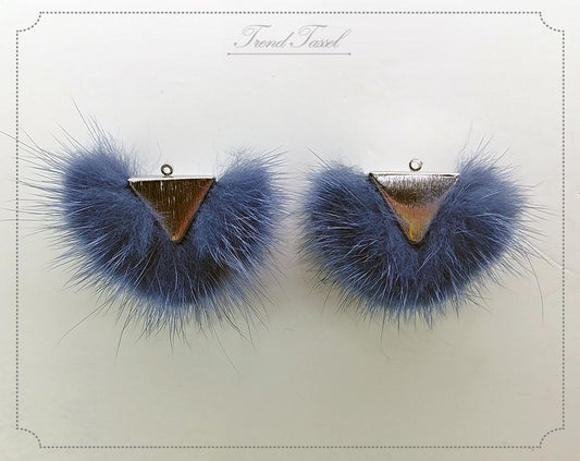 Blue, 50mm Chubby Mink Fur Triangle PomPom, ECT0166