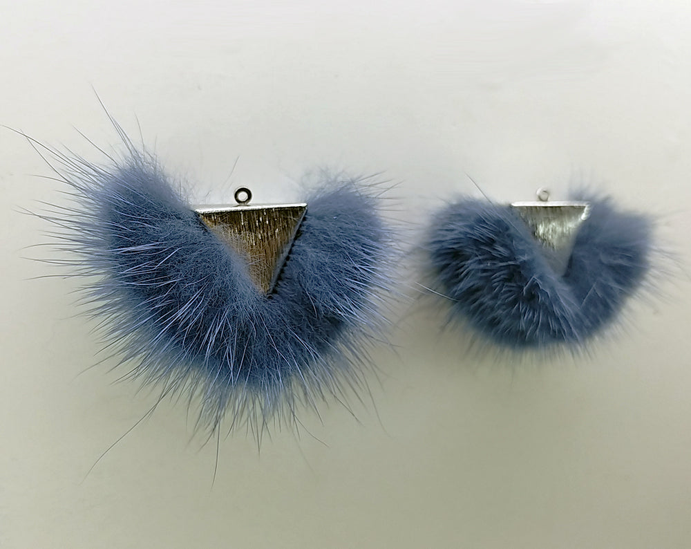Blue, 50mm Chubby Mink Fur Triangle PomPom, ECT0166