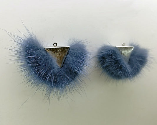 Blue, 50mm Chubby Mink Fur Triangle PomPom, ECT0166