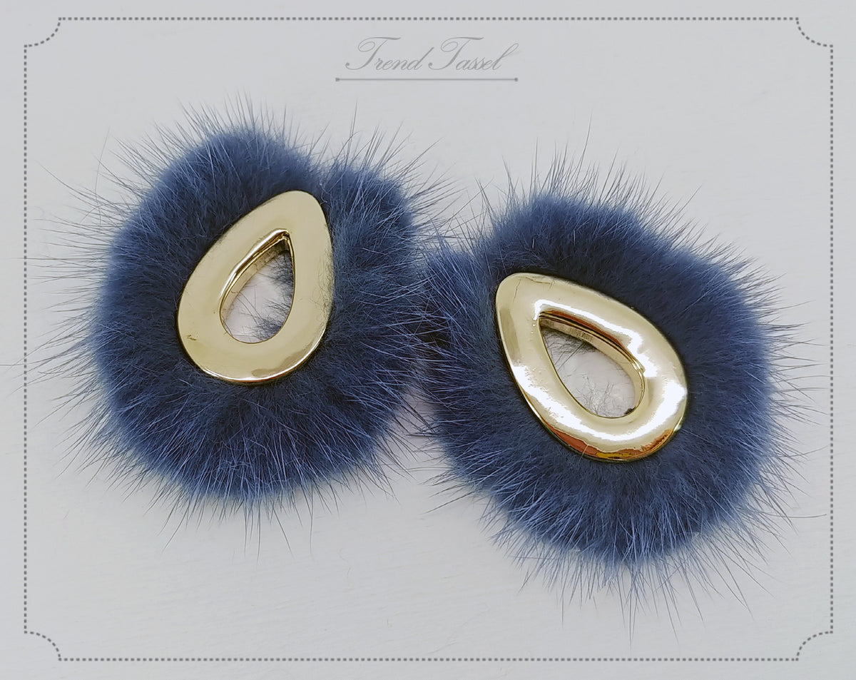 Blue, 52mm Teardrop Mink Fur Pendant, ECT0165