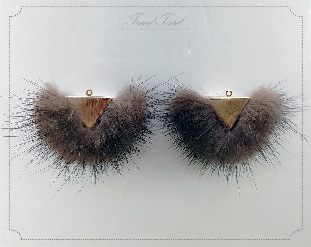 Brown, 50mm Chubby Mink Fur Triangle PomPom, ECT0166